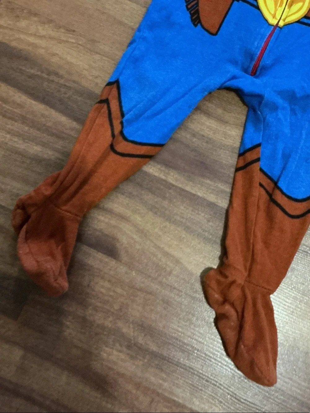 Cowboy Sheriff One-Piece Footed Pajamas - Yellow/Blue Halloween sz 12 18 months